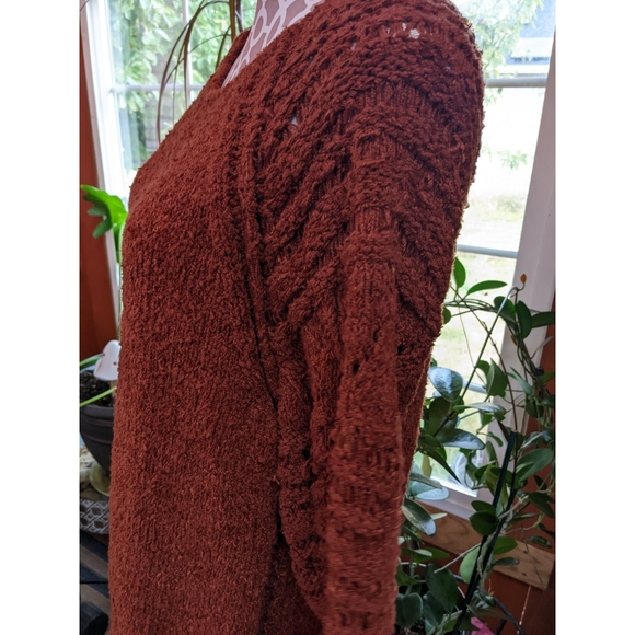 Anthropologie Pilcro Devenne Pointelle Pullover Sweater Cedar rust color - Picture 4 of 9
